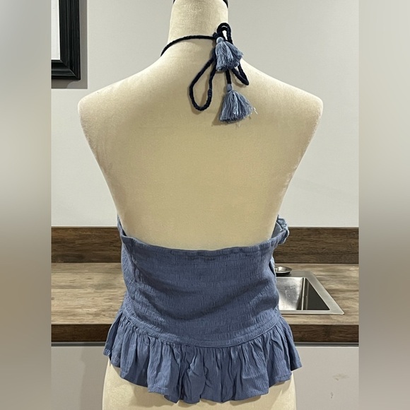 Lucky Brand Navy and White Crochet Crop halter top size XXL - Picture 9 of 9